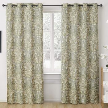 CURTAIN PAISLEY SAGE 84" GROMMET