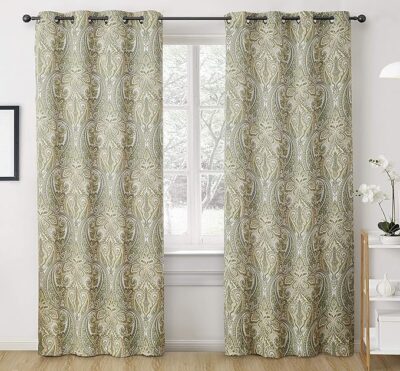 CURTAIN PAISLEY SAGE 95" GROMMET