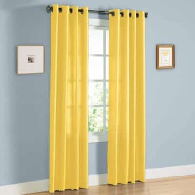 CURTAIN RAMONA NEON YELLOW GROMMET 84"