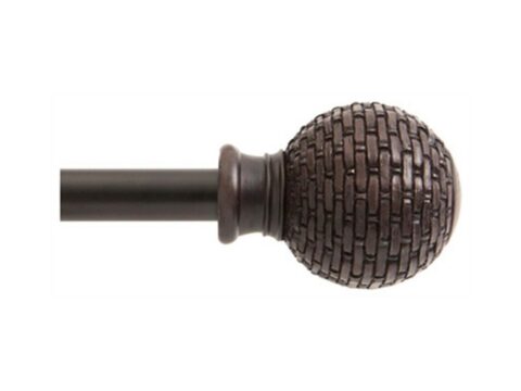CURTAIN ROD 28-48" WOVEN BALL WEATHERED BROWN