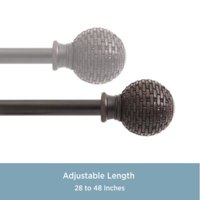 CURTAIN ROD 28-48" WOVEN BALL WEATHERED BROWN - Image 2