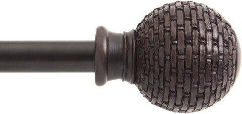 CURTAIN ROD 48-86" WOVEN BALL WEATHERED BROWN