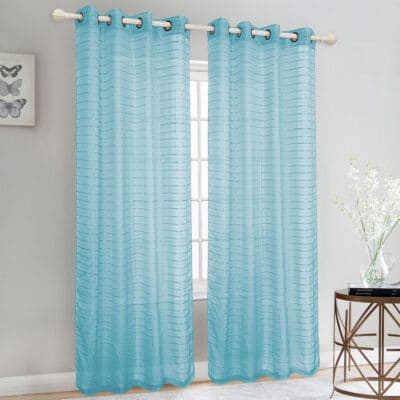 CURTAIN TRENTON SHEER AQUA GROMET 54" X 84" - Image 2
