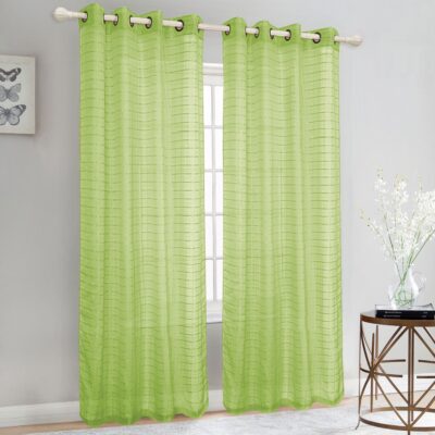 CURTAIN TRENTON SHEER LIME GROMMET 54" X 84" - Image 2