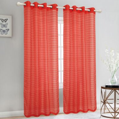 CURTAIN TRENTON SHEER RED 54" X 84" ONE PANEL - Image 2