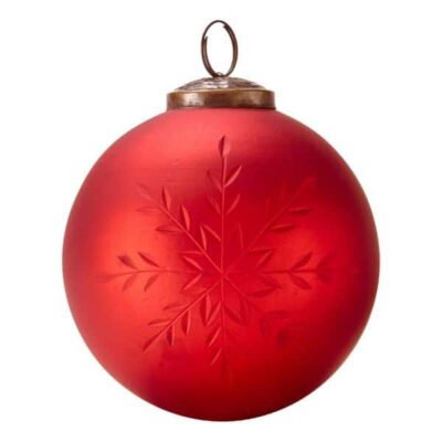 CUT GLASS SNOWFLAKE ORNAMENT RED 5"