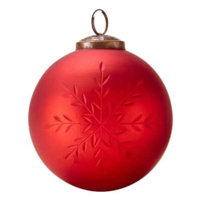 CUT GLASS SNOWFLAKE ORNAMENT RED 5" - Image 2