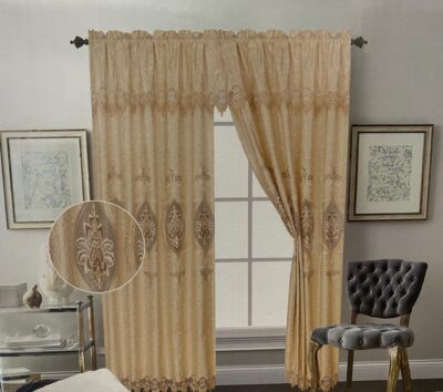 ELEANOR JACQUARD CURTAIN 84" WITH VALANCE