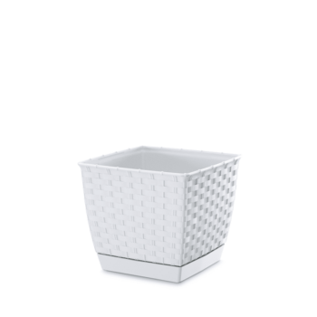 FLOWER POT SQUARE 19CM/7" WHITE RATOLLA
