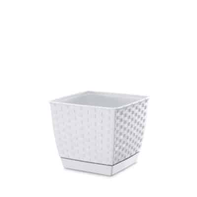 FLOWER POT SQUARE 19CM/7" WHITE RATOLLA - Image 2
