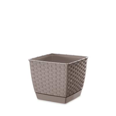 FLOWER POT SQUARE 22CM/8" MOCHA RATOLLA