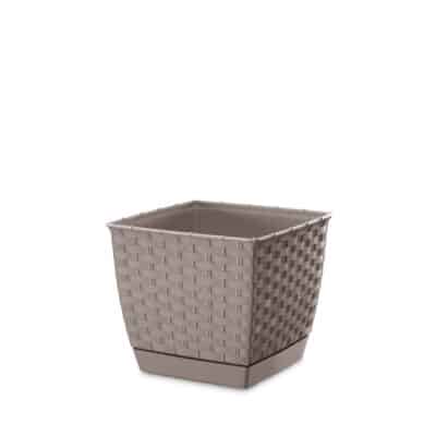 FLOWER POT SQUARE 22CM/8" MOCHA RATOLLA - Image 2
