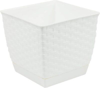FLOWER POT SQUARE 25CM/9" WHITE RATOLLA