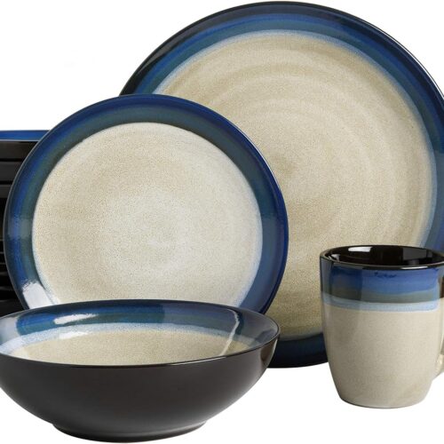 GIBSON 16PC DINNER COUTURE BLUE AND CREAM