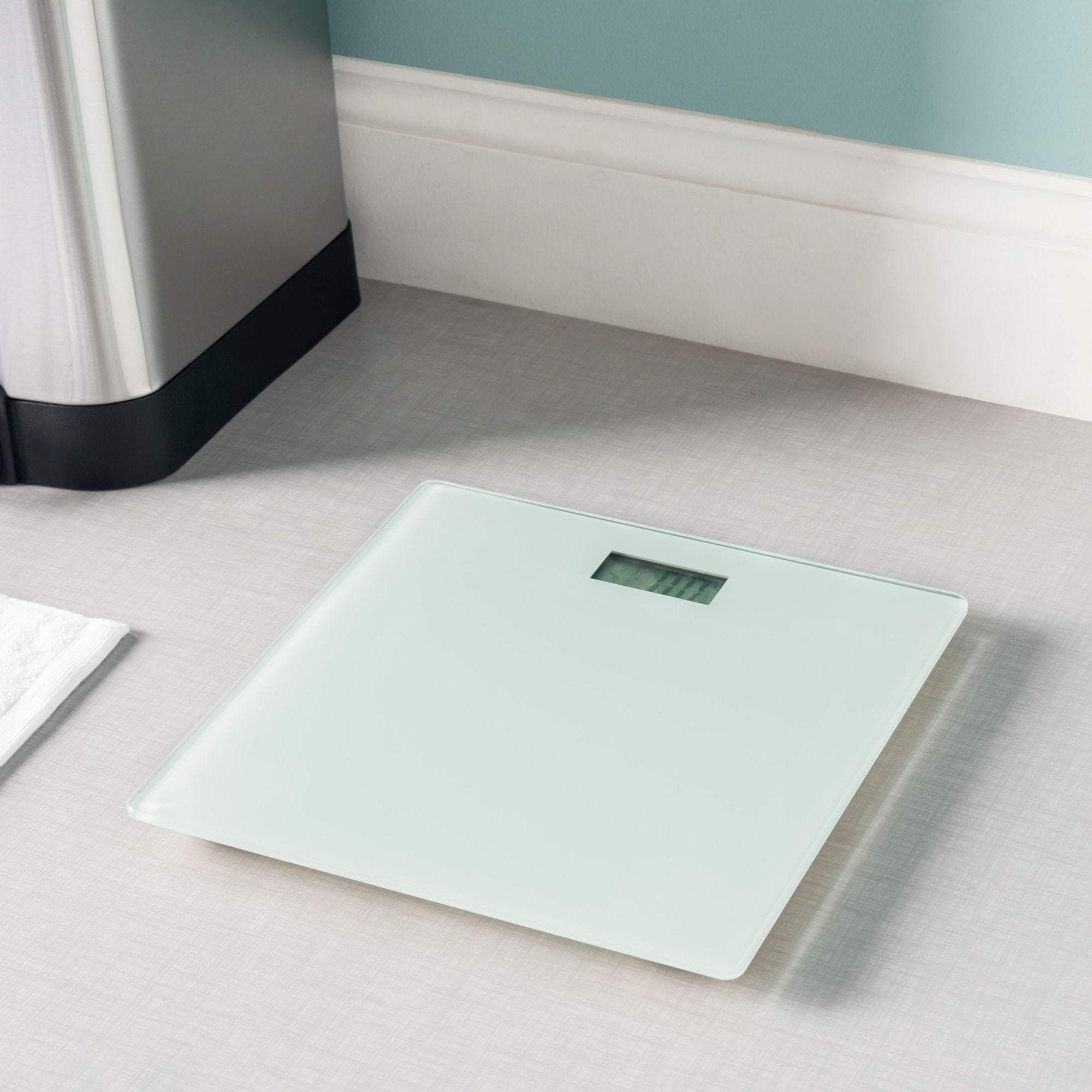 HOME BASICS GLASS BATHROOM SCALE WHITE Antigua Home & Garden Centre