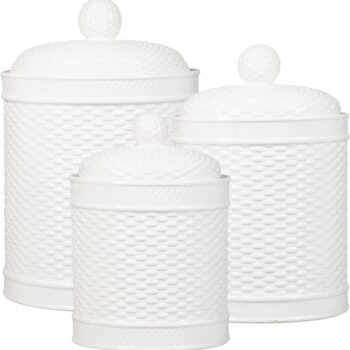 Home Essentials 3PC Canis White Round Basket Weave