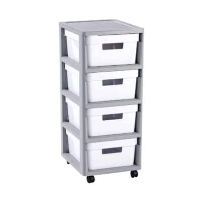 INFINITY DRAWER SET 4X10L WHITE/GREY CURVER