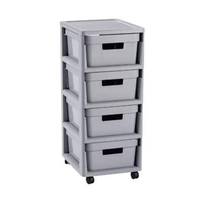 INFINTY DRAWER SET 4X10L GREY CURVER