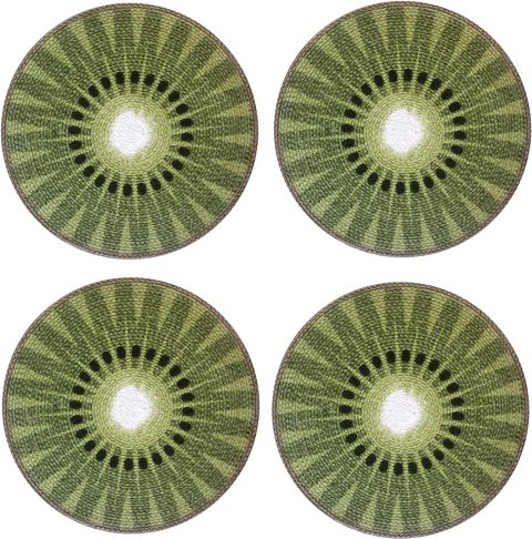 Kiwi Fruit Print 15" Round Braided Round Placemat