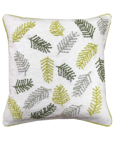 MANILA LEAVES EMBROIDERY CUSHION 18X18"