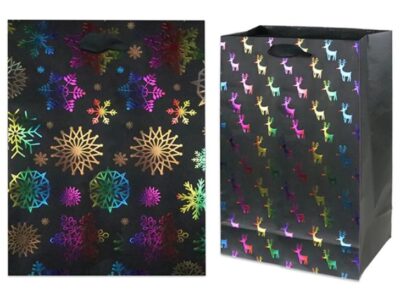 MATTE W/ RAINBOW HOLOGRAPHIC BLACK GIFT BAG - Image 2