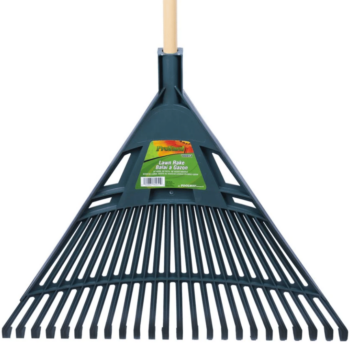 PLASTIC GIANT LAWN RAKE WOOD HANDLE