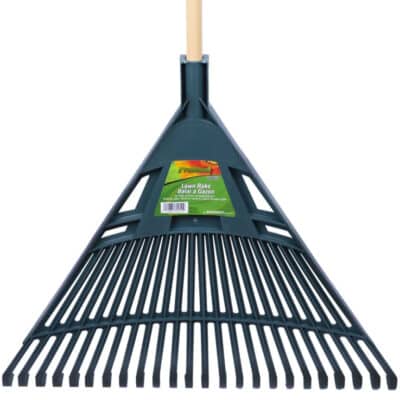 PLASTIC GIANT LAWN RAKE WOOD HANDLE - Image 2