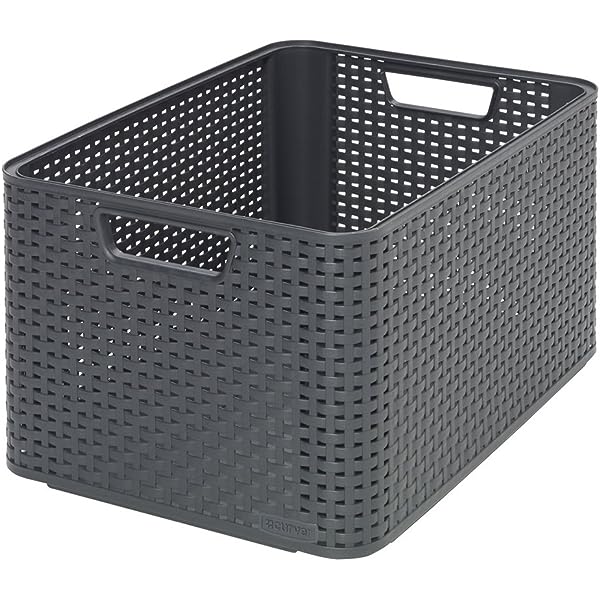 RATTAN STYLE BASKET CURVER 18L LIGHT GREY