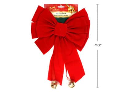 RED VELVET BOW W/2 JINGLE BELLS