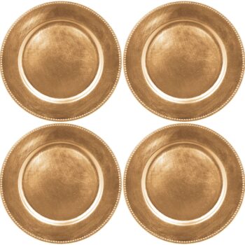 SET OF 4 13" GOLD BEADED CHARGERS