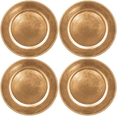 SET OF 4 13" GOLD BEADED CHARGERS