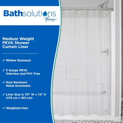 SHOWER CURTAIN LINER PEVA LT MEDIUM WEIGHT CLEAR - Image 2