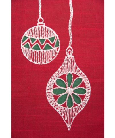 TABLE RUNNER XMAS ORNAMENTS 13X72 RED/GREEN - Image 2