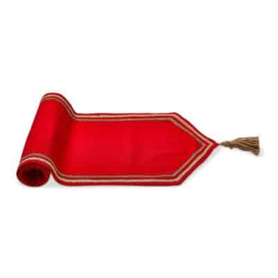TASSLE TABLE RUNNER FESTIVE RED - Image 2