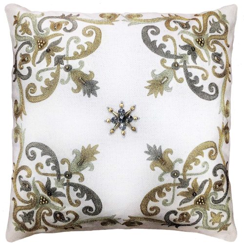 TRACY SCROLLS EMBROIDERED CUSHION 20X20"