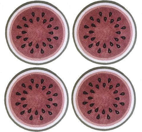 Watermelon Fruit Print 15 Inch Round Braided Place