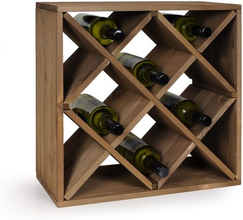 WINE SHELF PINE WOOD DARK 20"