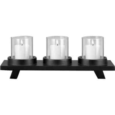 WOODEN TRIPLE CANDLE HOLDER