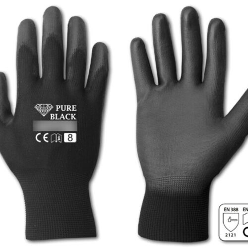 WORK GLOVES PURE BLACK SIZE 11 BRADAS