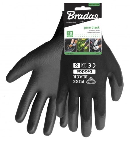 WORK GLOVES PURE BLACK SIZE 9 BRADAS