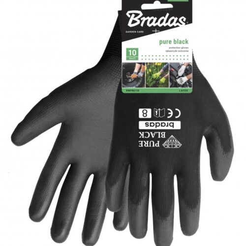 WORK GLOVES PURE BLACK SIZE 9 BRADAS