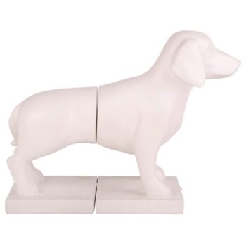 Set of 2 WHITE RESIN DOG BOOKEND