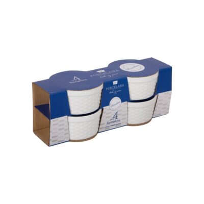 SET OF 4 WHITE 4OZ BASKETWEAVE RAMEKINS - Image 3