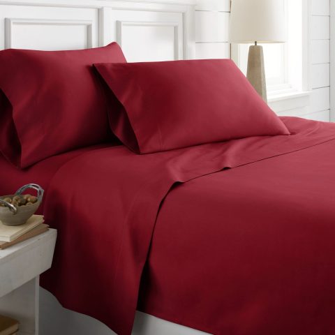 SHEET SET ANTI MICROBIAL MICROFIBRE BURGUNDY FULL