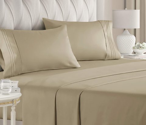 SHEET SET ANTI MICROBIAL MICROFIBRE TAUPE TWIN
