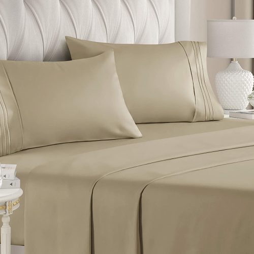 SHEET SET ANTI MICROBIAL MICROFIBRE TAUPE TWIN