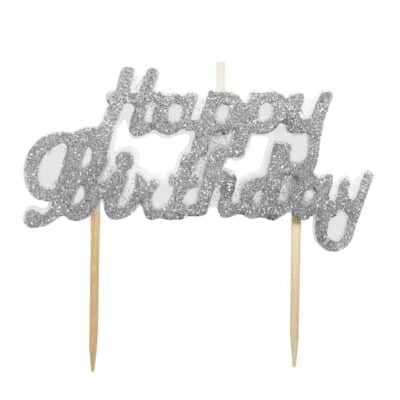 SILVER GLITTER BIRTHDAY CANDLE