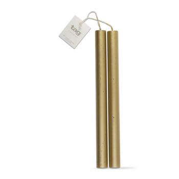 TAG 2PC 10" STRAIGHT CANDLES METALLIC GOLD
