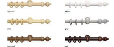 WOODEN CURTAIN ROD SET 200CM 79" 6.6 FT
